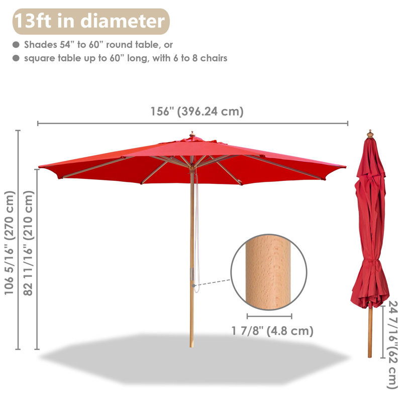 Parasol de marché 13 pi Gliese, Rouge