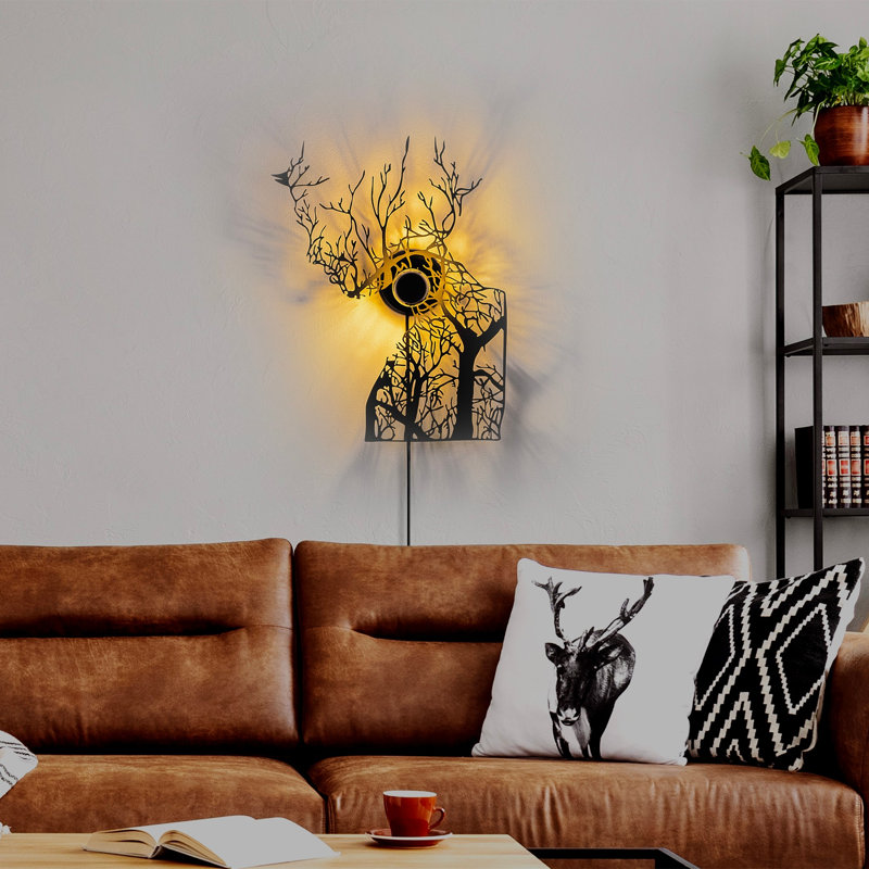 Stylish Black Wall Lamp, 20.1 x 15.0 x 3.5 Inches | 100% Metal Construction, 40W | Includes On/Off Switch & 6.6 ft Pluggable Cable | IP20 Rated, Perfect for Living Rooms, Bedrooms & Hallways