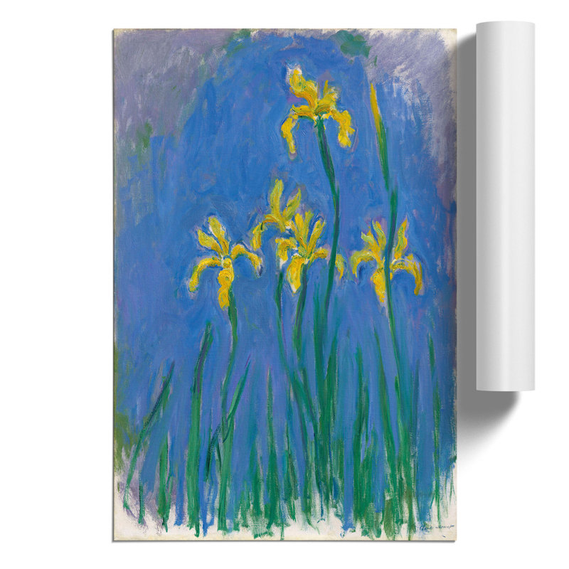 Yellow Irises Study by Claude Monet - No Frame Painting, 42cm H x 30cm W x 0.1cm D