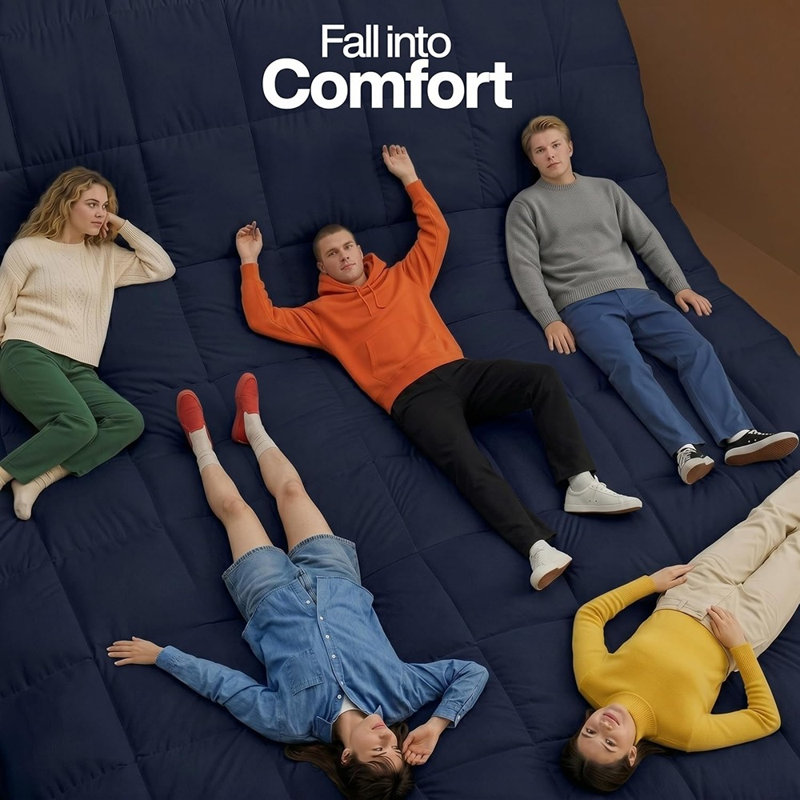 Édredon en duvet synthétique bleu marine - Édredon en duvet matelassé avec coutures d'angle