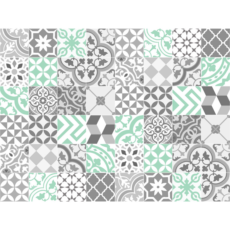 Audrey Vinyl Machine Printed Area Rug, Rectangle 3'3.4" x 4'4.4"