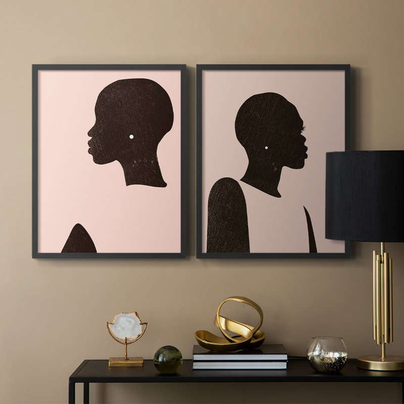 «Pink Silhouette I», reproduction encadrée de qualité supérieure - prête à être accrochée - aucun clou requis - aucun clou requis