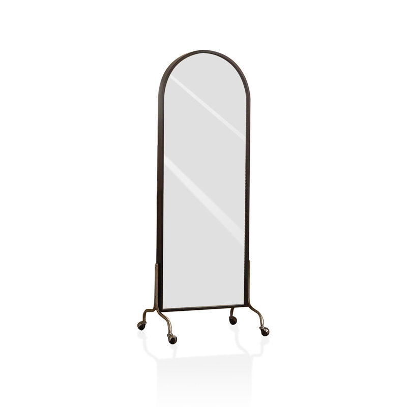 Half-circle Solid Wood Stainless Steel Full Length Mirror, Black