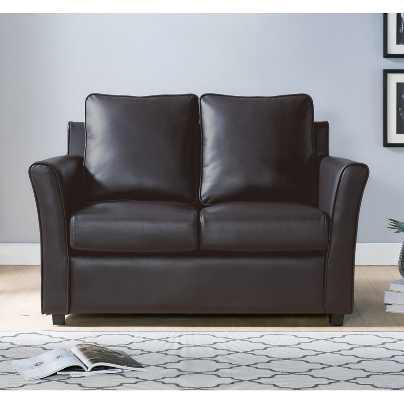 Flossmoor 52.25'' Faux Leather Loveseat, Dark Gray Faux Leather