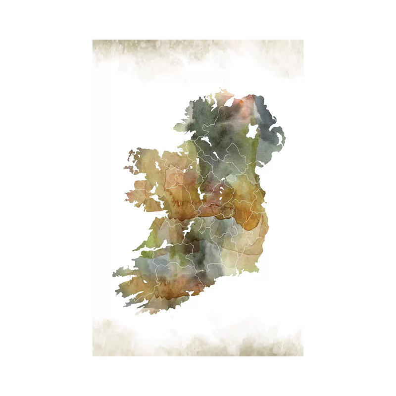 Ireland Greenish Map - Print on Canvas, Wrapped Canvas, 152.4cm H x 101.6cm W x 3.81cm D