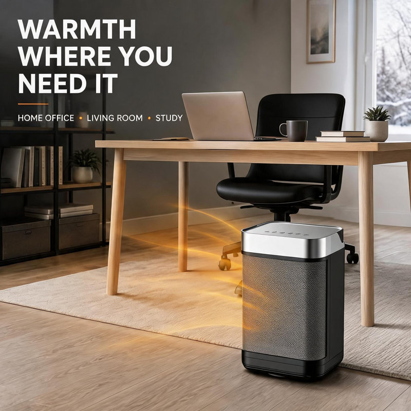PTC Ceramic Space Heater, with 900W/1500W heat settings, overheat protection, Silver