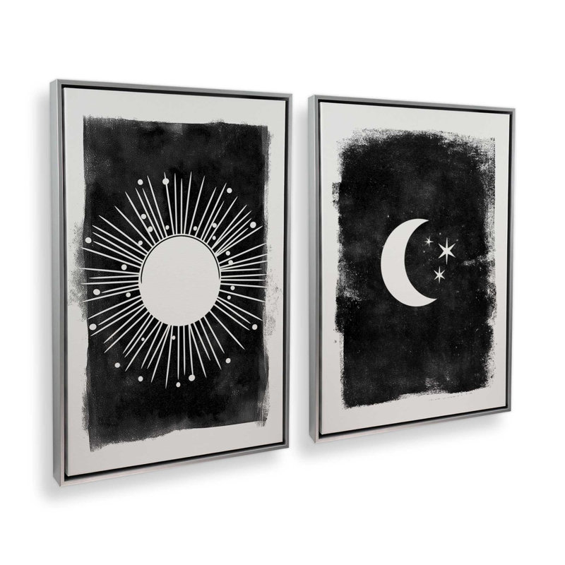 Ensemble de 2 impressions solaires, 30 po x 20 po, Cadre flottant en chrome poli