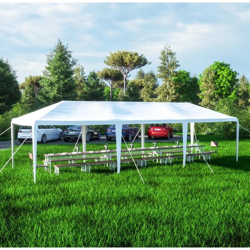 30 Ft. W x 10 Ft. D Metal Party Tent White Canopy For Party Wedding Picnic, 30 ft. W x 10 ft. D