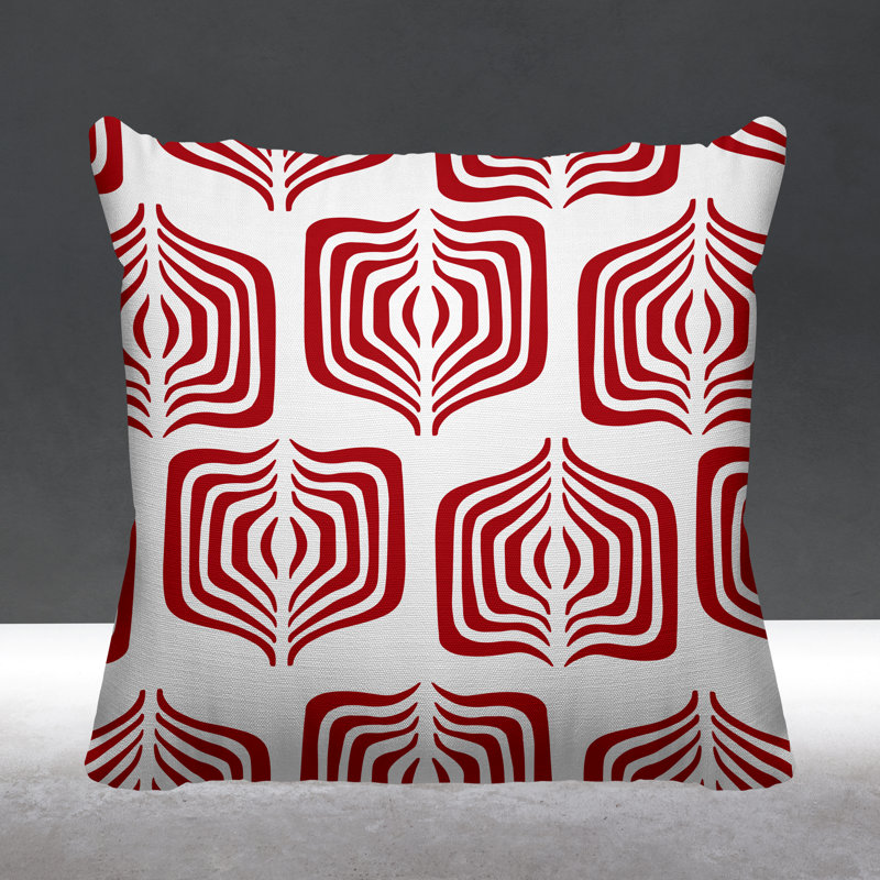 Coussin décoratif intérieur / extérieur Dale Abstract Tribal, L 19 po x H 19 po, Rouge