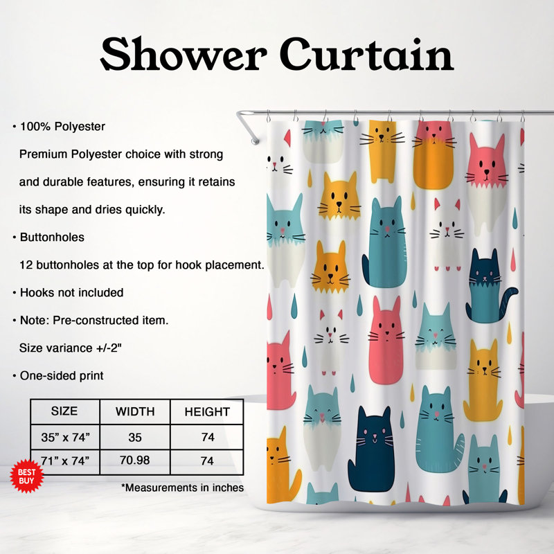 Rideau de douche Glooking Nook - Premium, H 74 po x l 71 po
