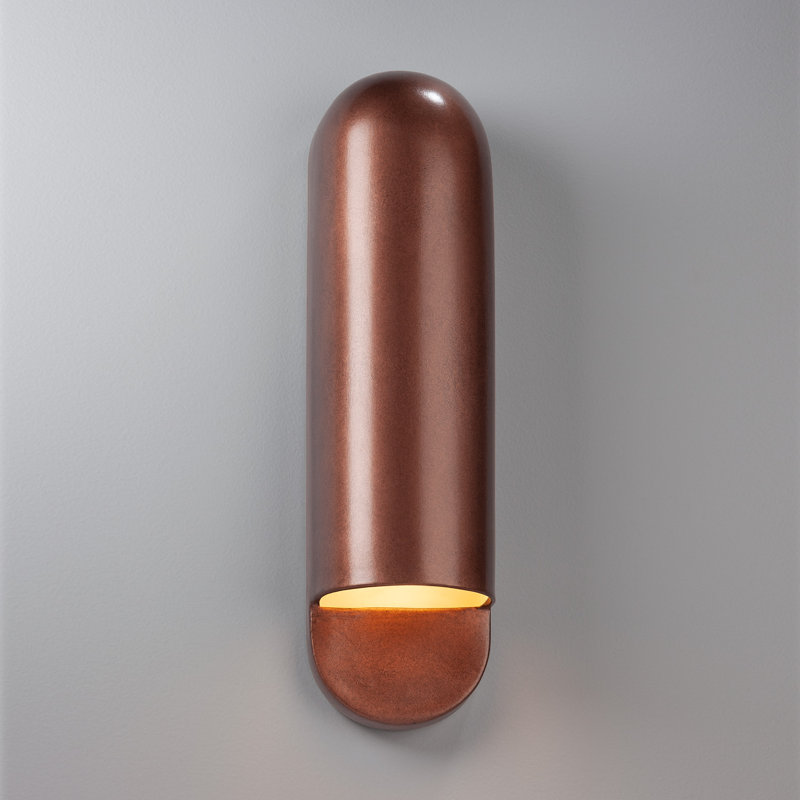 Plafonnier encastré d'extérieur câblé Bharath, Cuivre antique, H 14 po x l 5 po x P 4 po