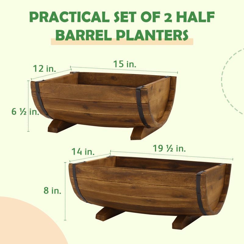 Half Barrel Planter, Brown