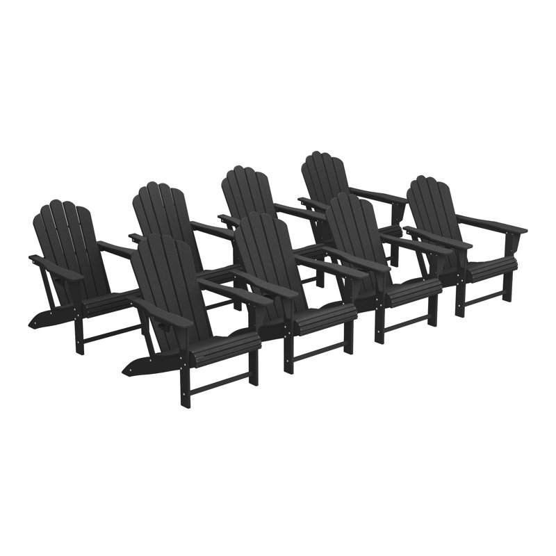 Outdoor Poly Adirondack Chair (Set Of 8), Black