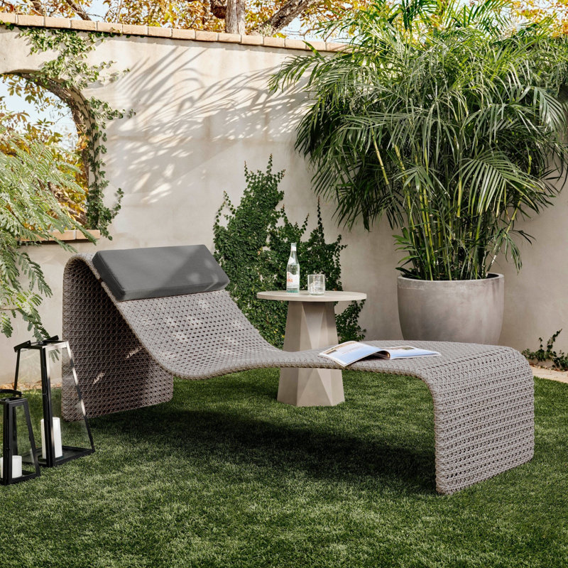 Paige Outdoor Chaise Lounge, Dark Gray