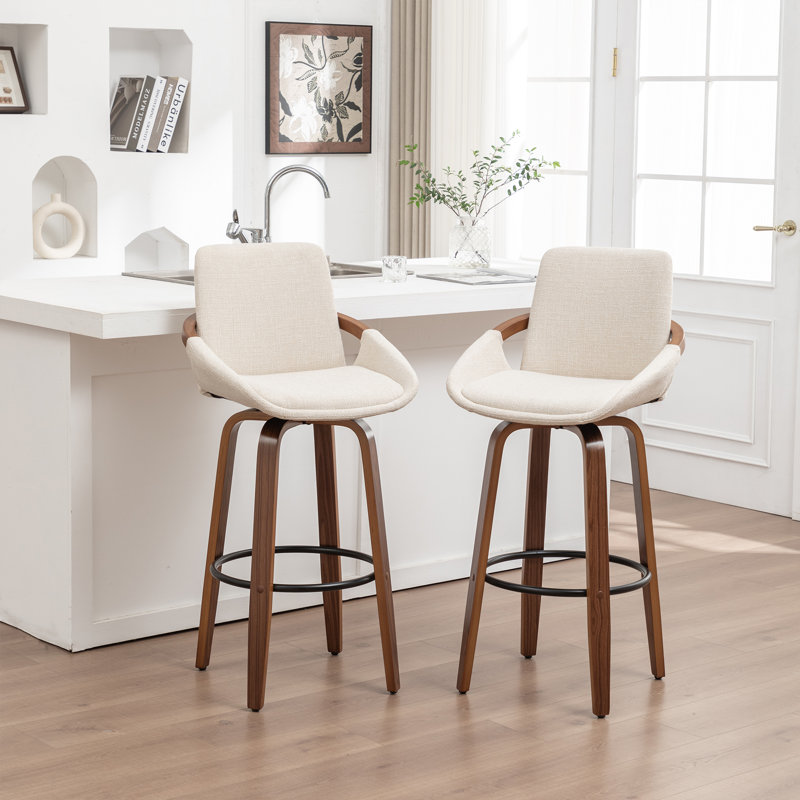 Swivel Upholstered Counter Stool, Beige, Counter Stool (63.5cm Seat Height)