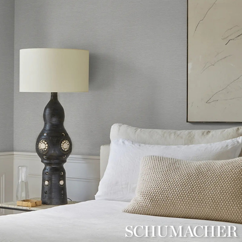 Schumacher x Patterson Flynn Linen Plissé Wallpaper, Gray