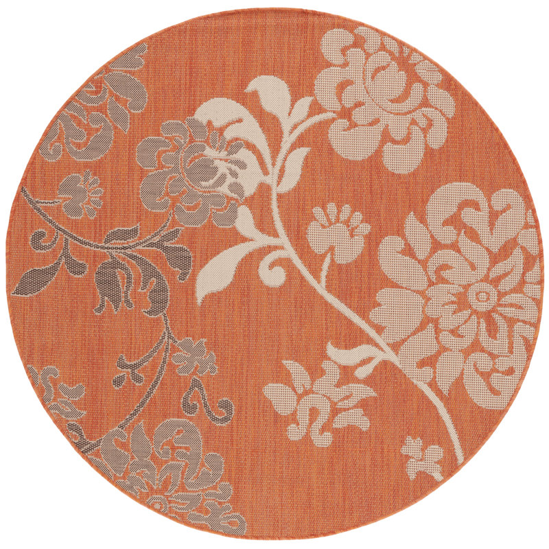 Herefordshire Performance Floral Indoor/Outdoor Area Rug, Round 5'3"