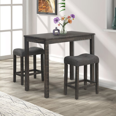 Wood 3-Piece Counter Height Dining Set, Gray
