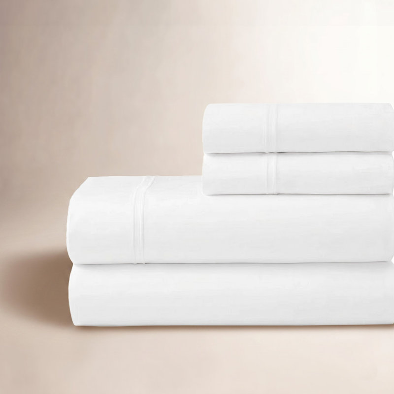 Ensemble de draps de lit Fieldstone, Ensemble de draps pour très grand lit avec 2 taie, Blanc