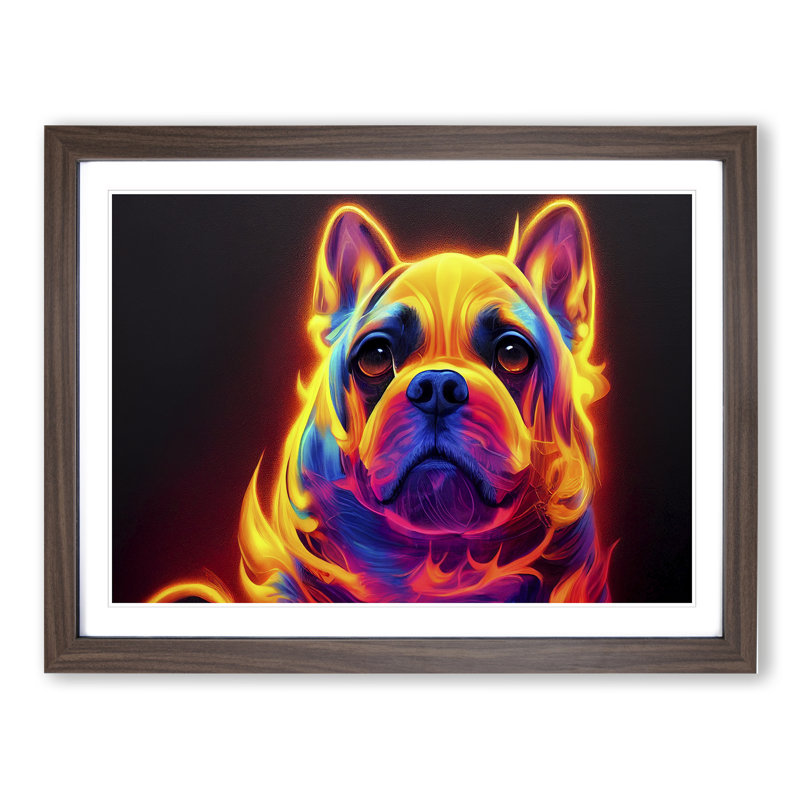Dog Vol.4 - Single Picture Frame Print, 25cm H x 34cm W x 2cm D, Walnut