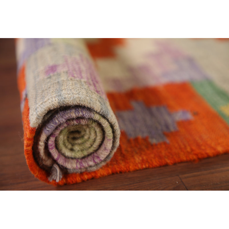 Tapis géométrique en laine Kilim