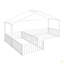 Double lit simple en L Montessori, structure de lit d'angle en métal avec clôture, lit de plancher de style maison pour 2 enfants, sans lattes-2014037696