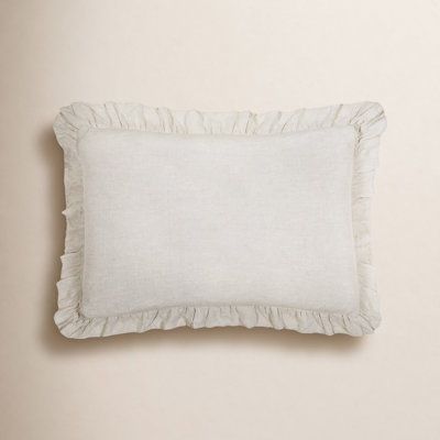 Charlie Ruffled Linen Lumbar Throw Pillow