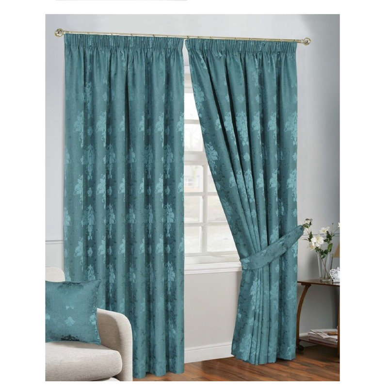 Virgina Sheer Curtain Pair, 168 W x 183 D cm, Teal