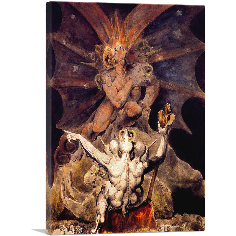 " The Number Of The Beast Is 666 " by William Blake Painting Print, 40" H x 26" W x 0.75" D