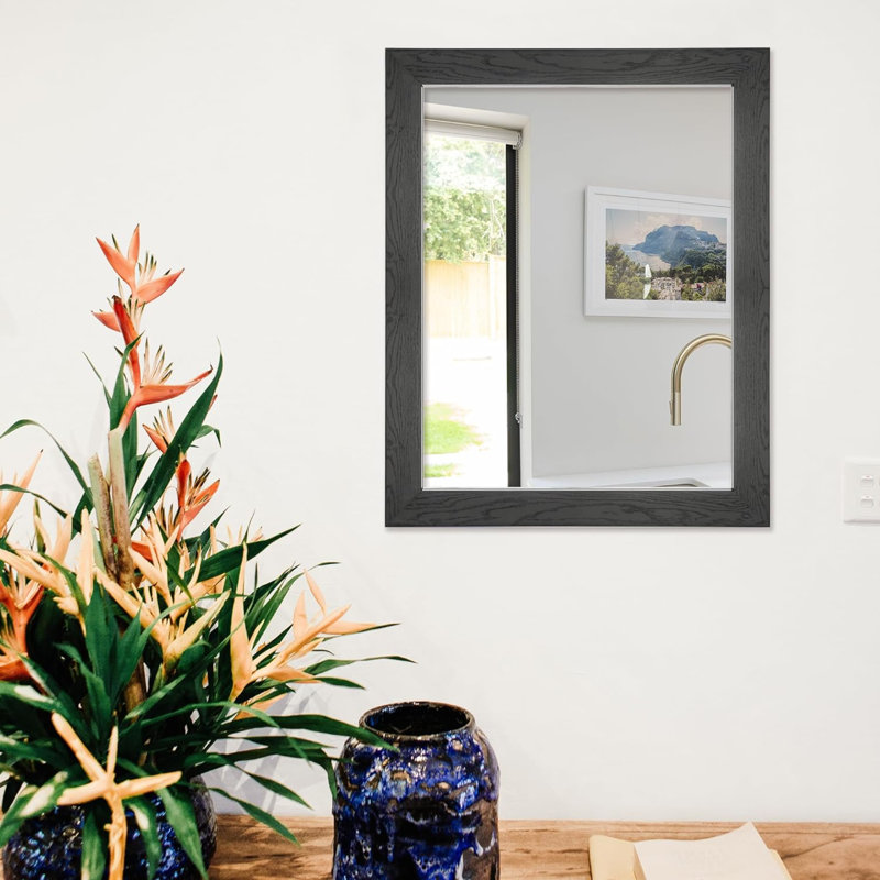 Miroir mural rectangulaire pour salle de bain, chambre à coucher, entrée, salon, 16 po x 12 po, Noir mat