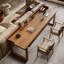 Bureau en bois de pin massif avec 3 tiroirs - Design à bord fermé-1827846355