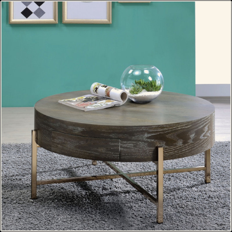 Drum Coffee Table With 1 Drawer