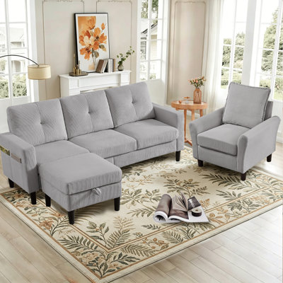 79.14" 3-Piece Living Room Set with Storage Bags and Storage Ottoman