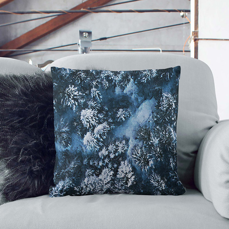 Winter Forest in Bavaria Germany Cushion with Filling, 55cm H x 55cm W x 20cm D, White