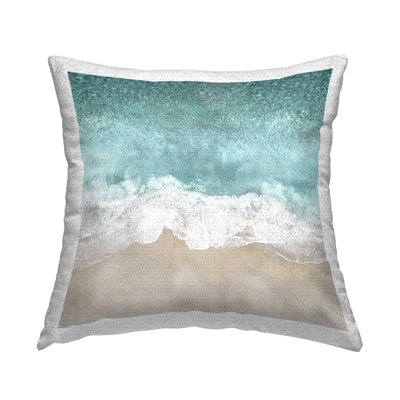 Aerial Beach Waves View Outdoor Printed Pillow by Maggie Olsen