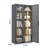Tall Glass Display Cabinet 5-Tier Curio Cabinets Dining Cabinet With 4 Adjustable Shelves And Light Strip, Metal Frame Display Case Tempered Glass Display Shelf Collection Display Case Cabinet