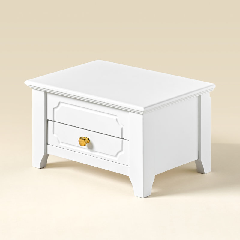 Manufactured Wood Jewellery Box +, Beige, 0.47'x0.78'x0.53'