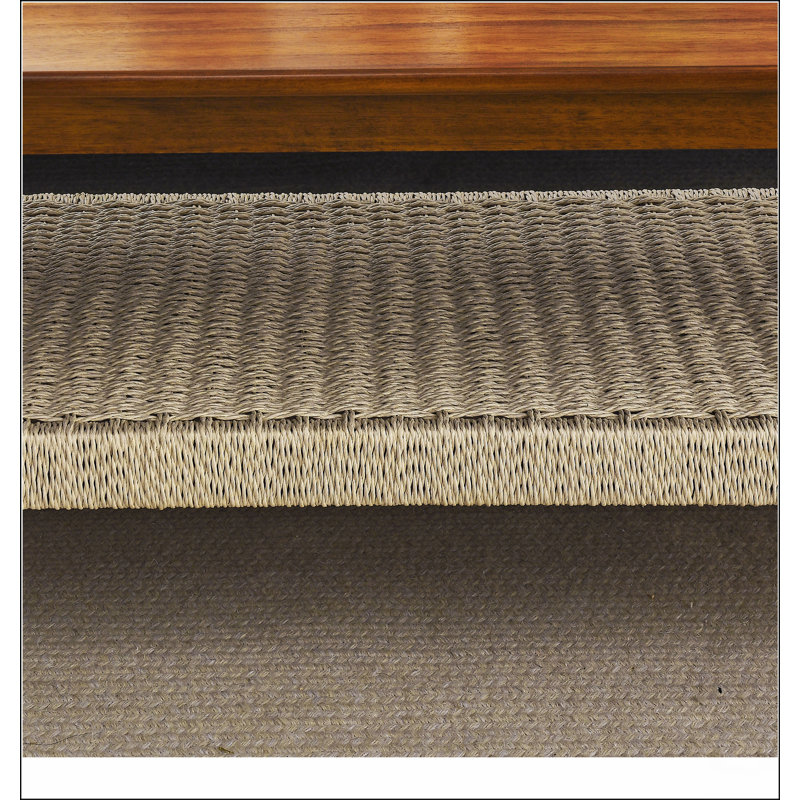 Table basse 47,25 "Mid-Century avec tablette tissée, table basse en rotin Boho avec rangement