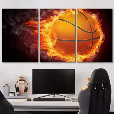 Passionate Burning Basketball - Graphic Art Print