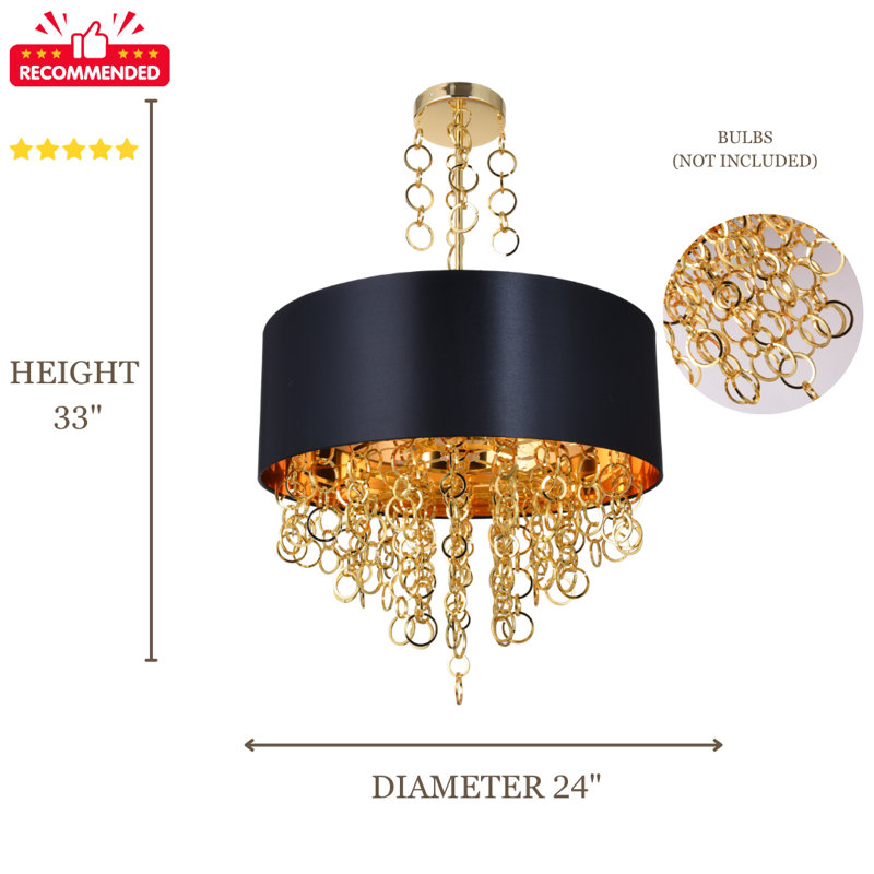 Modern 9-lights Black Shade Chandelier