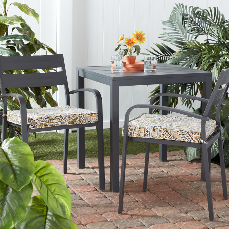 Outdoor Dining Chair Seat Pad, Arctic Paisley