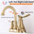 Brushed Gold Vanity Faucet With 2 Handles. Optimal Water Temperature Control. Construction For Longevity. Includes Pop-Up Drain And Hoses 4-Inch Lavatory Faucet. Modern Design Bathroom Appeal.-124831673