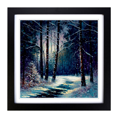 Winter Forest Neo-Impressionism - Framed Print