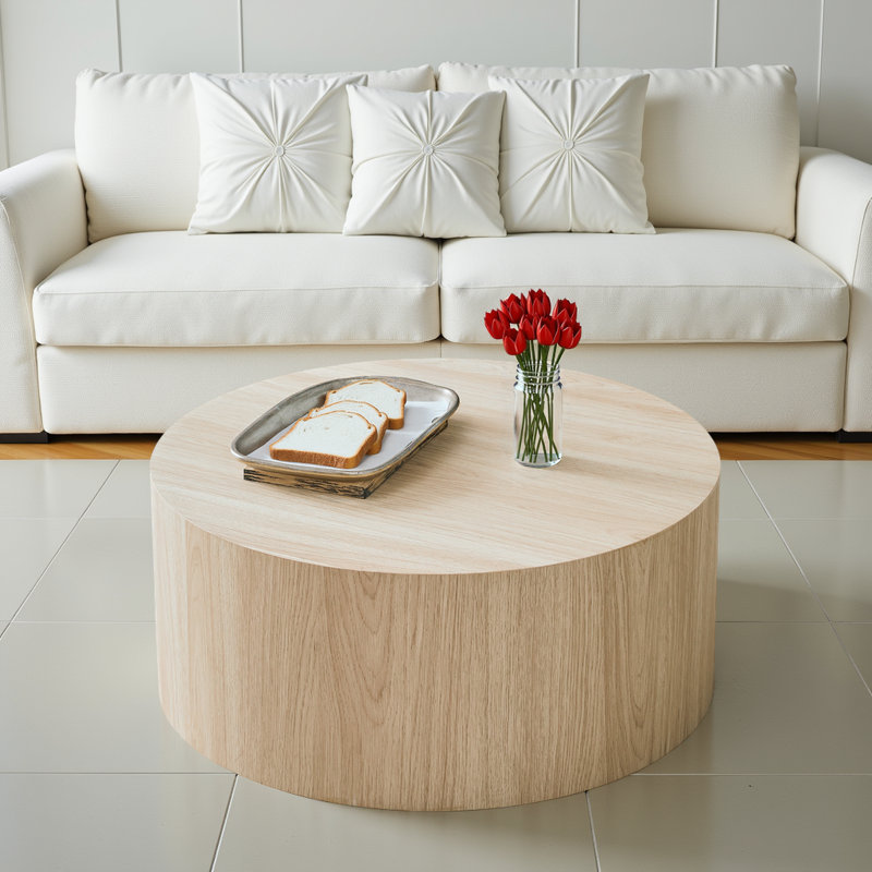 Table basse cylindrique Industrial, Bois naturel