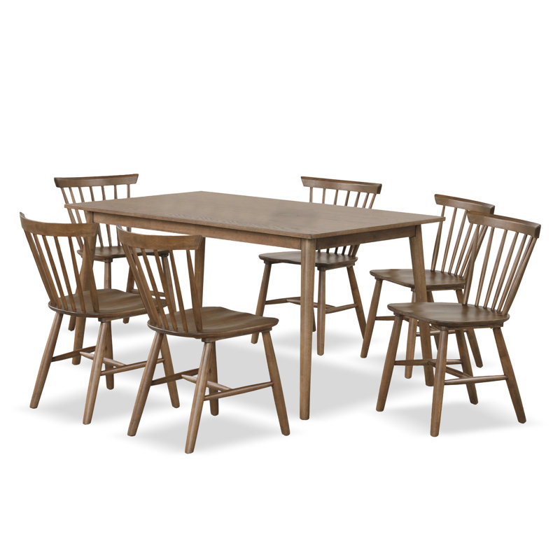 Ensemble de table de salle à manger Keyana, 7 pièces : table, 6 chaises, Brun