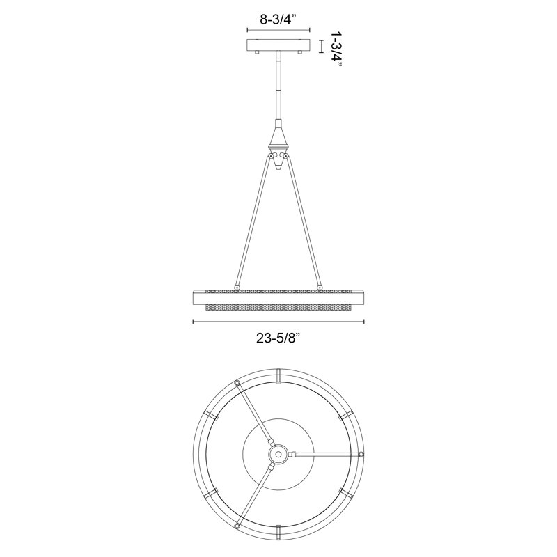 Duo 1 - Light LED Pendant, 26.25" H x 23.625" W x 23.625" D, Gold Shimmer