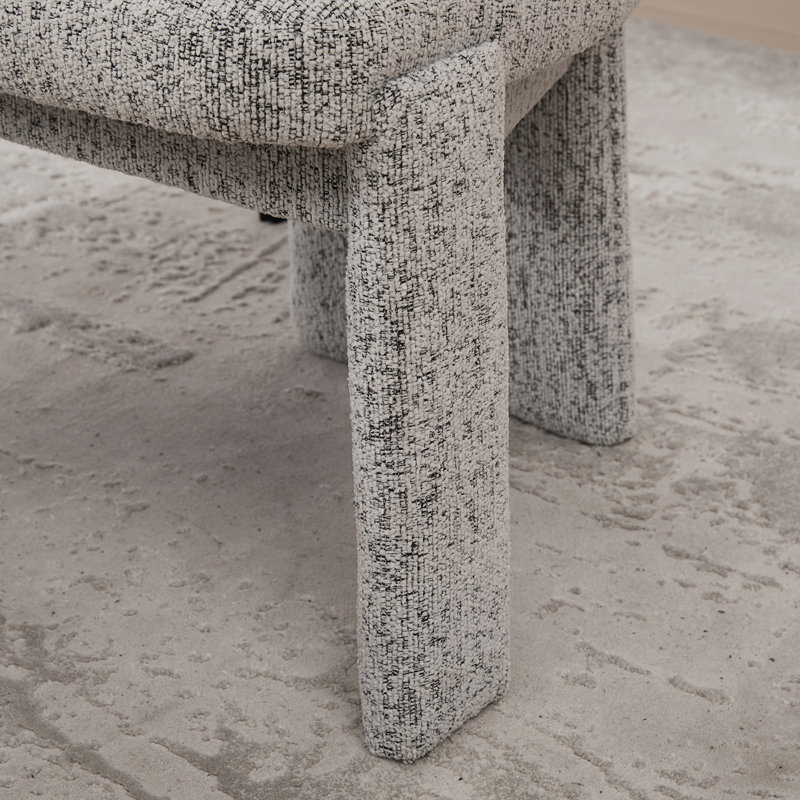 22.05" Wide Modern Upholstered Chenille Accent Dining Chair With Rubberwood Legs, White/Black