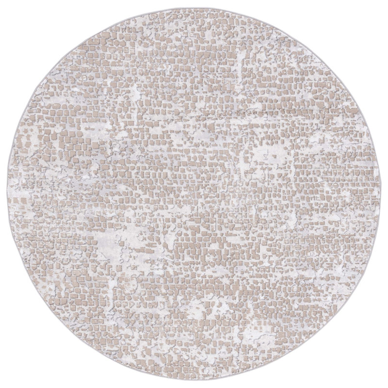 Tapis beige / gris Minyard 254, Rond 6 pi 7 po