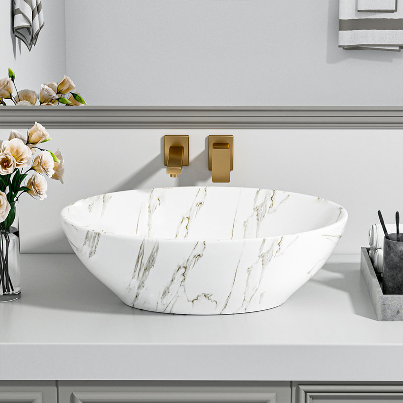 Metro Lane Azahara 415mm L x 335mm W White Ceramic Oval Sink