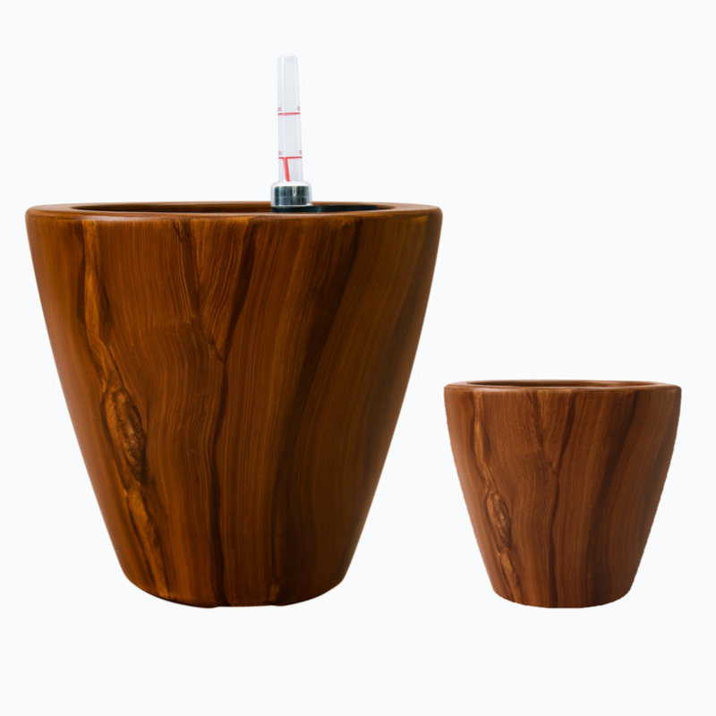 Paquet de 2 pots à fleurs en plastique à arrosage automatique Dein, Bois foncé